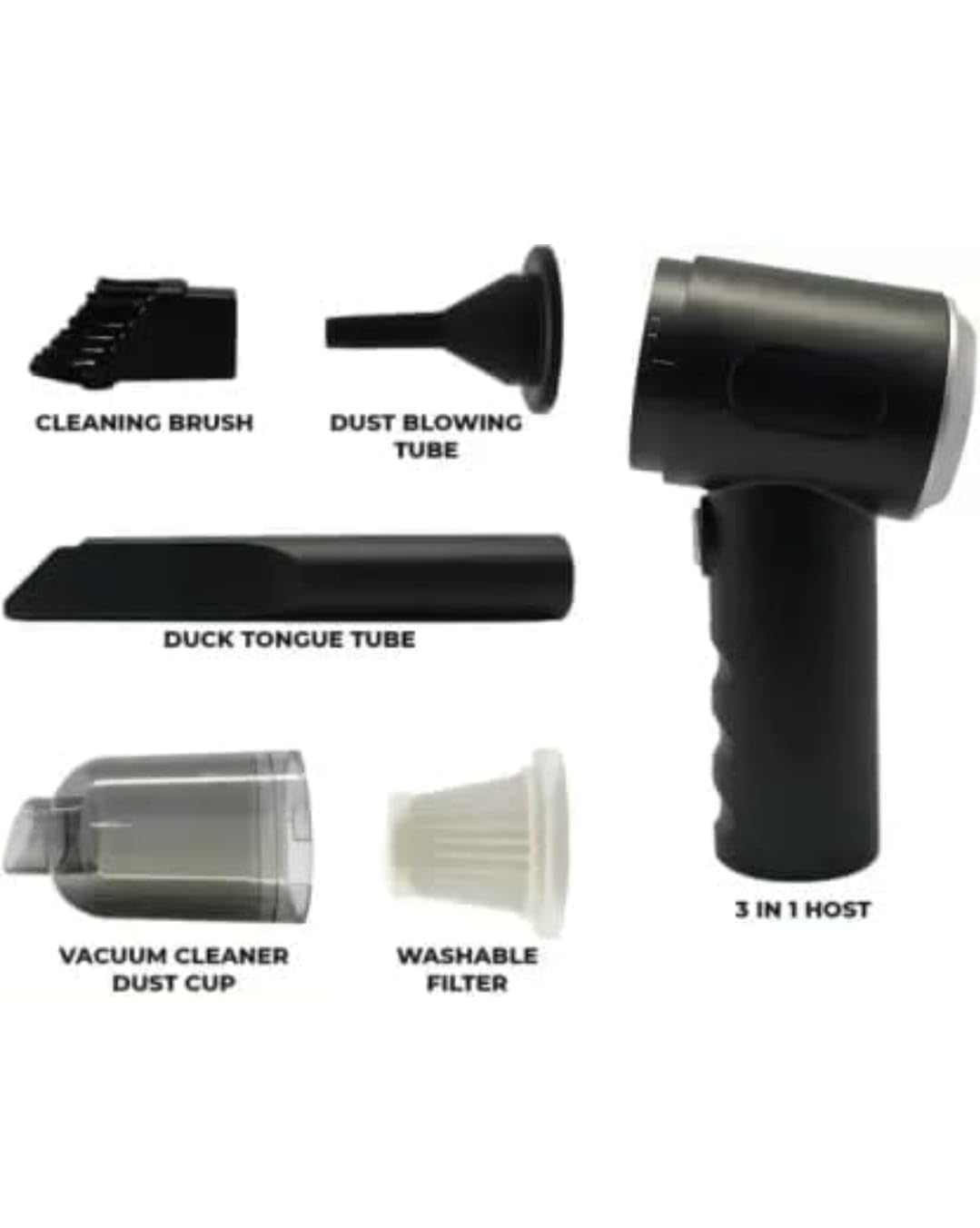 IDELLA 3IN1 Portable Car Vacuum Cleaner with Blower | USB Rechargeable Wireless Handheld Car Vacuum Cleaner Traveling, Camping Reusable,Portable,Rechargeable (Vacuum with Blower)Squl Tech