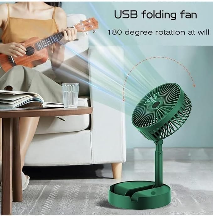 SQUL Powerful Rechargeable Table Fan with Height and 3 speed Adjustable Folding Telescopic Table Fan | Table Fans, Table Fan for Office Desk - Squl Tech
