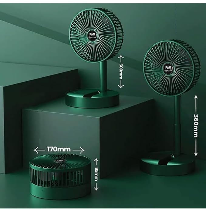 SQUL Powerful Rechargeable Table Fan with Height and 3 speed Adjustable Folding Telescopic Table Fan | Table Fans, Table Fan for Office Desk - Squl Tech