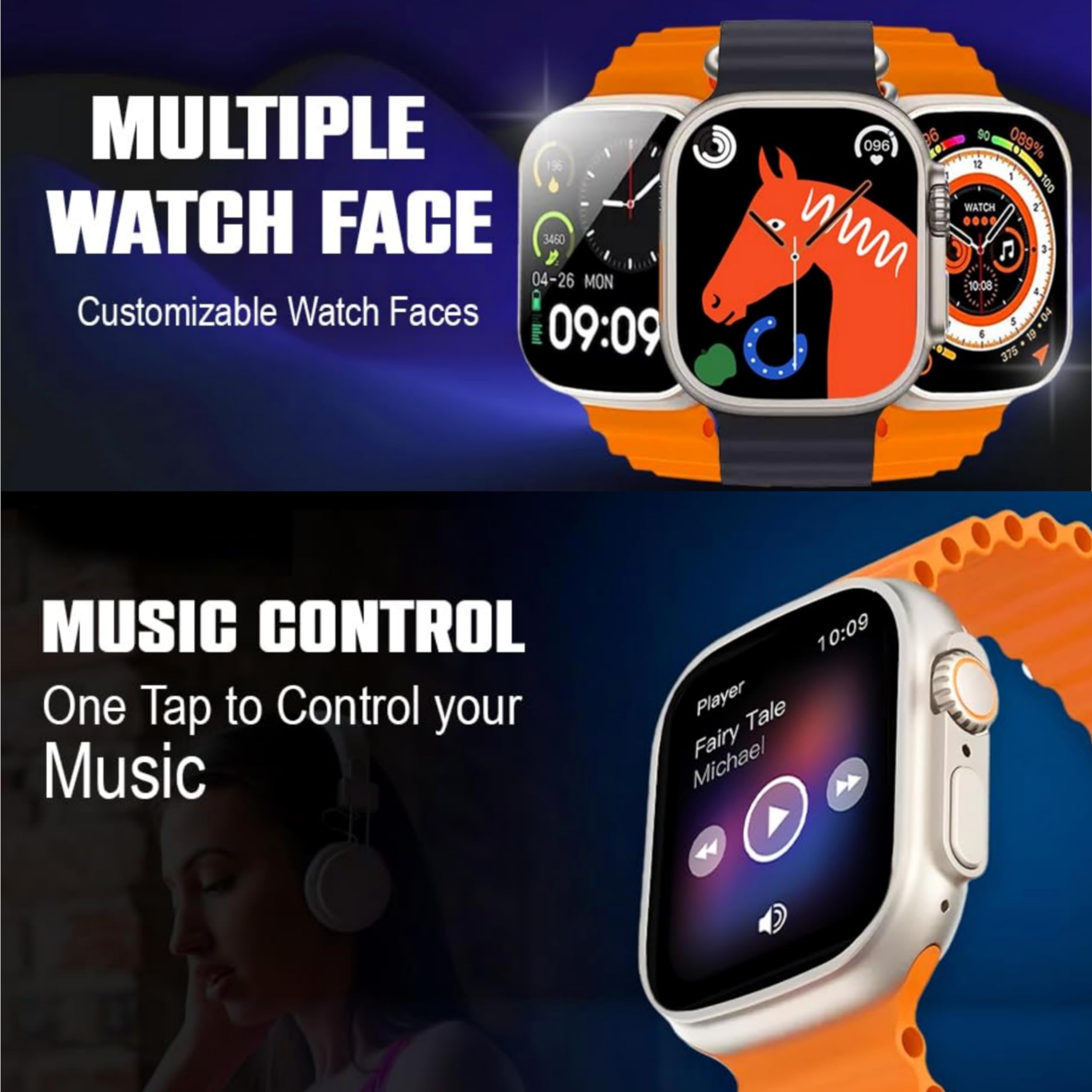 SQUL T800 Ultra Smart Watch with Beautiful Strap, Bluetooth Calling Smart Watch, 1.99" Touch Display with Fitness & Outdoor, Health & Medical Tracker - Squl Tech
