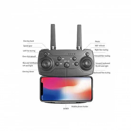 SQUL E88 Foldable 4K Mini Drone With WIFI Wide Angle HD Dual Camera - SQUL