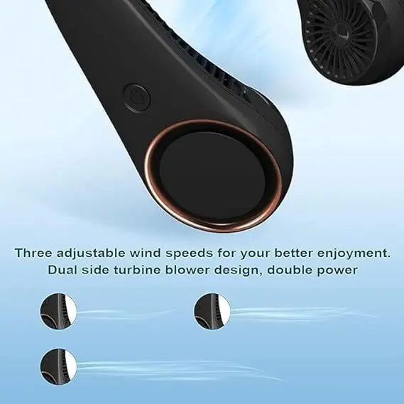 SQUL Portable Rechargeable Neck Fan | Better Table Fans | USB Charging Battery Fan | Smart Mini Hand Free 3 High Speed Fan | 360° Cooling Low Noise - Squl Tech 