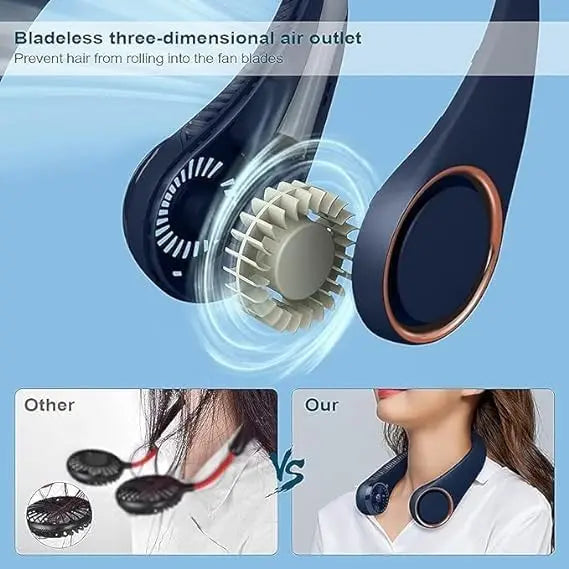 SQUL Portable Rechargeable Neck Fan | Better Table Fans | USB Charging Battery Fan | Smart Mini Hand Free 3 High Speed Fan | 360° Cooling Low Noise - Squl Tech 