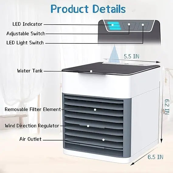 SQUL Portable Cooler for Home Mini Air Portable Fan with Portable AC with 3 Speed Mode & Water Spray Humidification Capacity/Mini Ac for Room Cooling - Squl Tech 