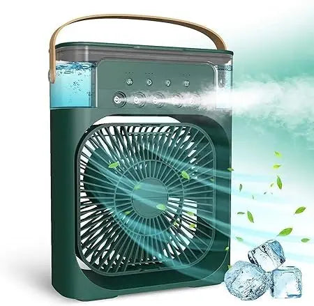 SQUL Portable Cooler for Home Mini Air Portable Fan with 7 Colors LED Light Portable AC with 3 Speed Mode & Water Spray Humidification Capacity - Squl Tech 