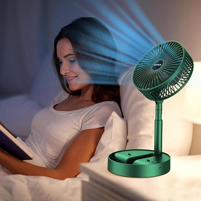 SQUL Powerful Rechargeable Table Fan with Height and 3 speed Adjustable Folding Telescopic Table Fan | Table Fans, Table Fan for Office Desk - Squl Tech 
