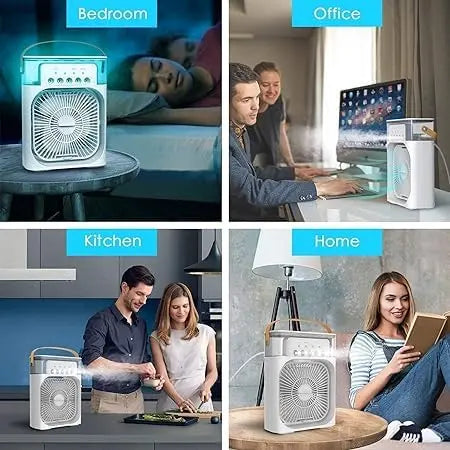 SQUL Portable Cooler for Home Mini Air Portable Fan with 7 Colors LED Light Portable AC with 3 Speed Mode & Water Spray Humidification Capacity - Squl Tech 