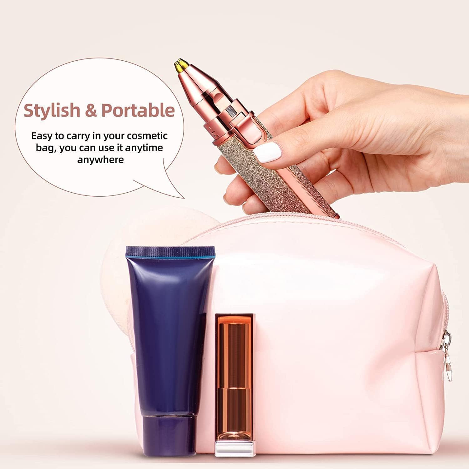 SQUL Portable eyebrow trimmer for women, epilator for women, facial hair remover for women,Face, Lips, Nose Hair Removal Electric Trimmer with Light - Squl Tech 