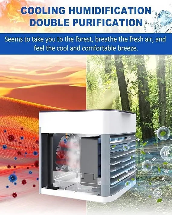SQUL Portable Cooler for Home Mini Air Portable Fan with Portable AC with 3 Speed Mode & Water Spray Humidification Capacity/Mini Ac for Room Cooling - Squl Tech 