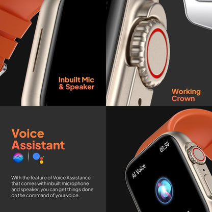 SQUL T800 Ultra Smart Watch 1.99" Series 8 HD Display - Campatible for Apple & Android -Bluetooth Call, Fitness Tracker, Voice Assistance (Orange) - Squl Tech 
