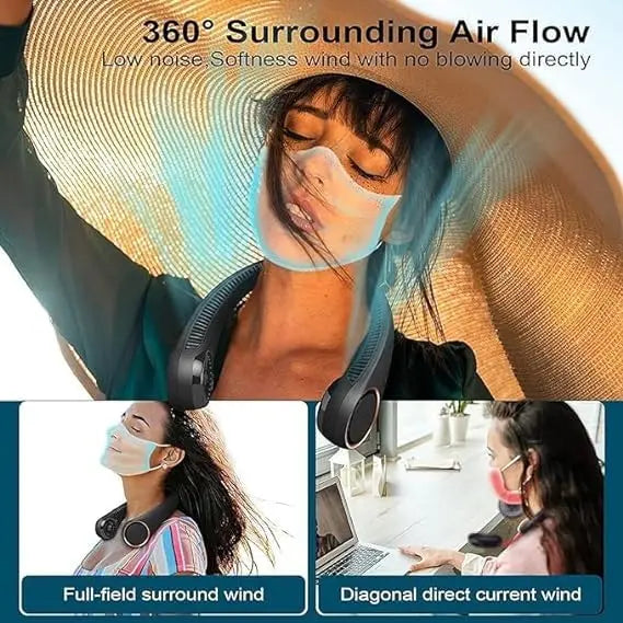 SQUL Portable Rechargeable Neck Fan | Better Table Fans | USB Charging Battery Fan | Smart Mini Hand Free 3 High Speed Fan | 360° Cooling Low Noise - Squl Tech 