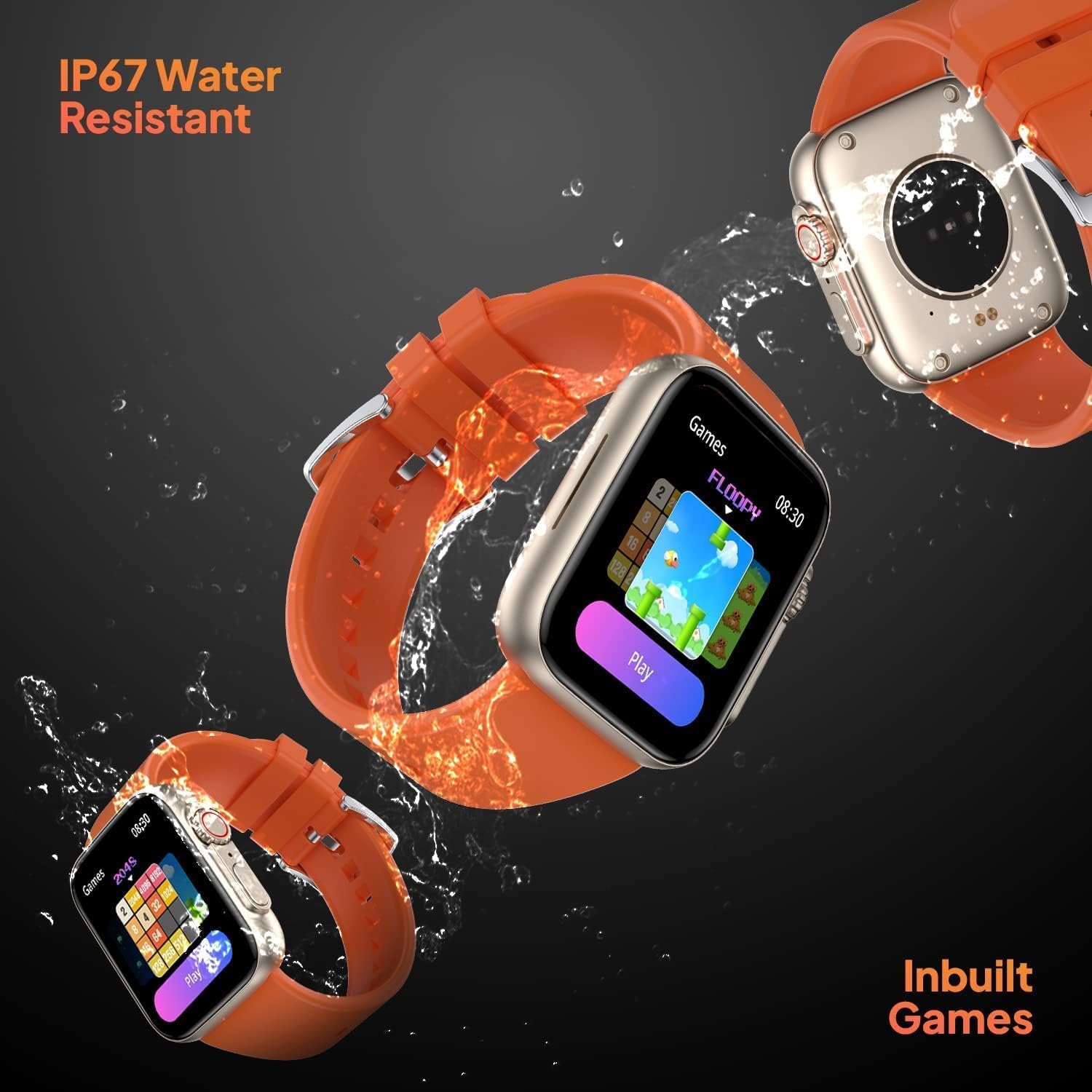 SQUL T800 Ultra Smart Watch 1.99" Series 8 HD Display - Campatible for Apple & Android -Bluetooth Call, Fitness Tracker, Voice Assistance (Orange) - Squl Tech 