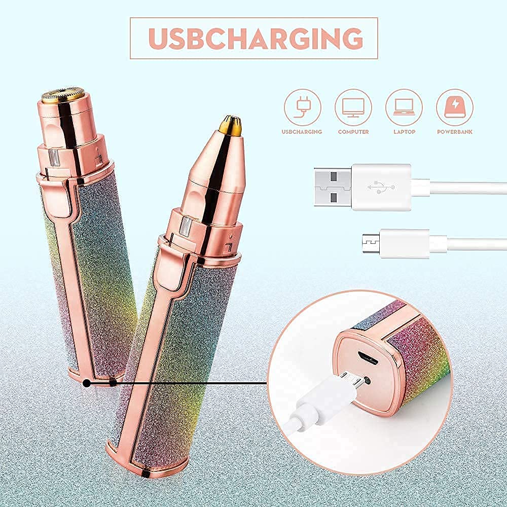 SQUL Portable eyebrow trimmer for women, epilator for women, facial hair remover for women,Face, Lips, Nose Hair Removal Electric Trimmer with Light - Squl Tech 